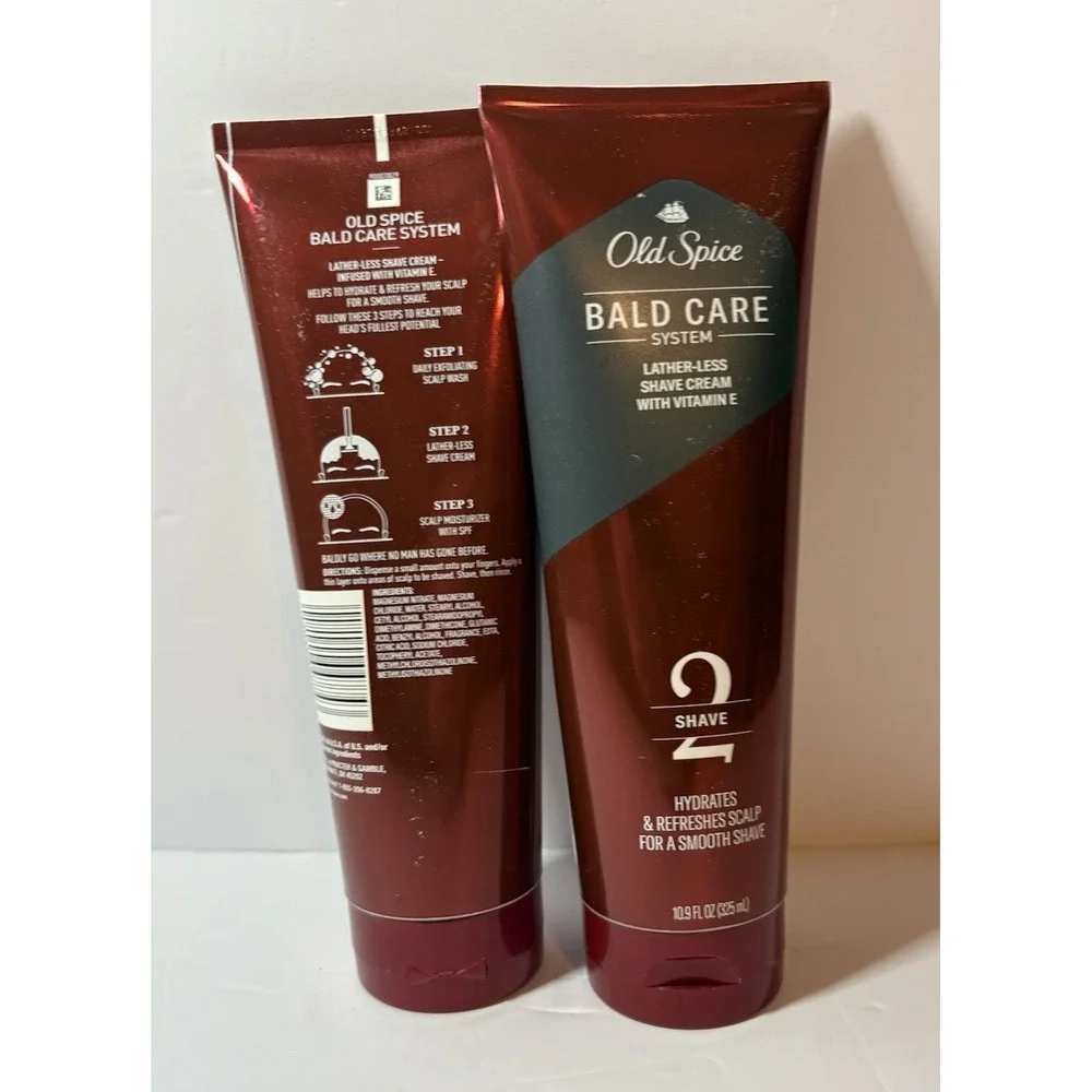 2x Old Spice Bald Care System Shave Cream Mens Head Grooming 10.9 Oz Step 2